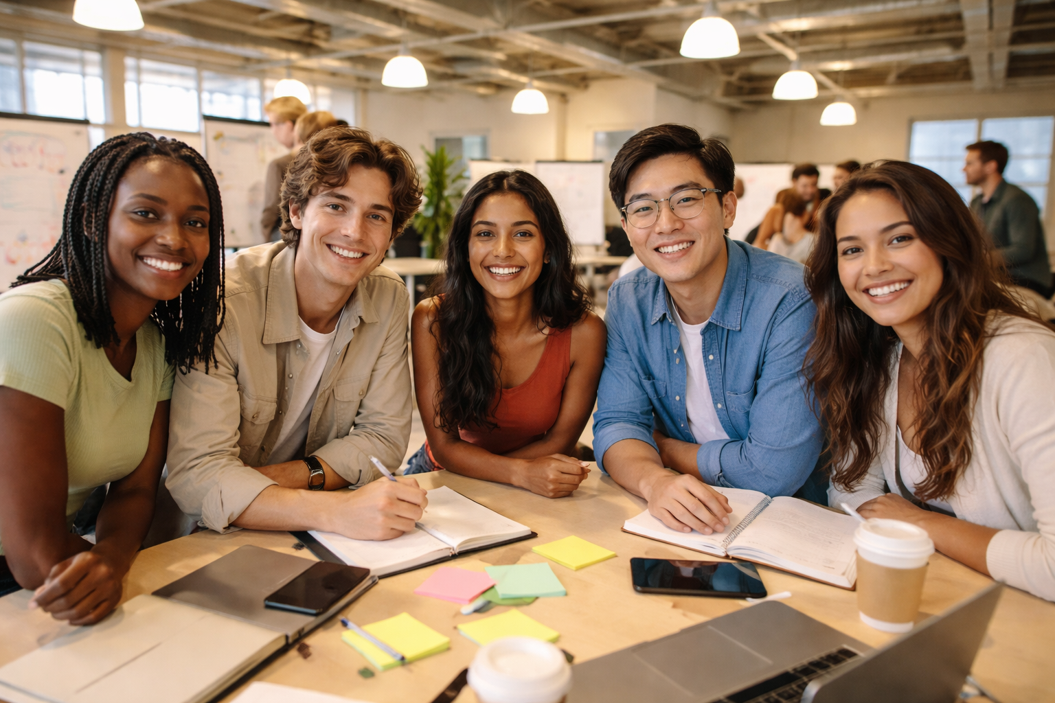 Diverse students in workshop setting